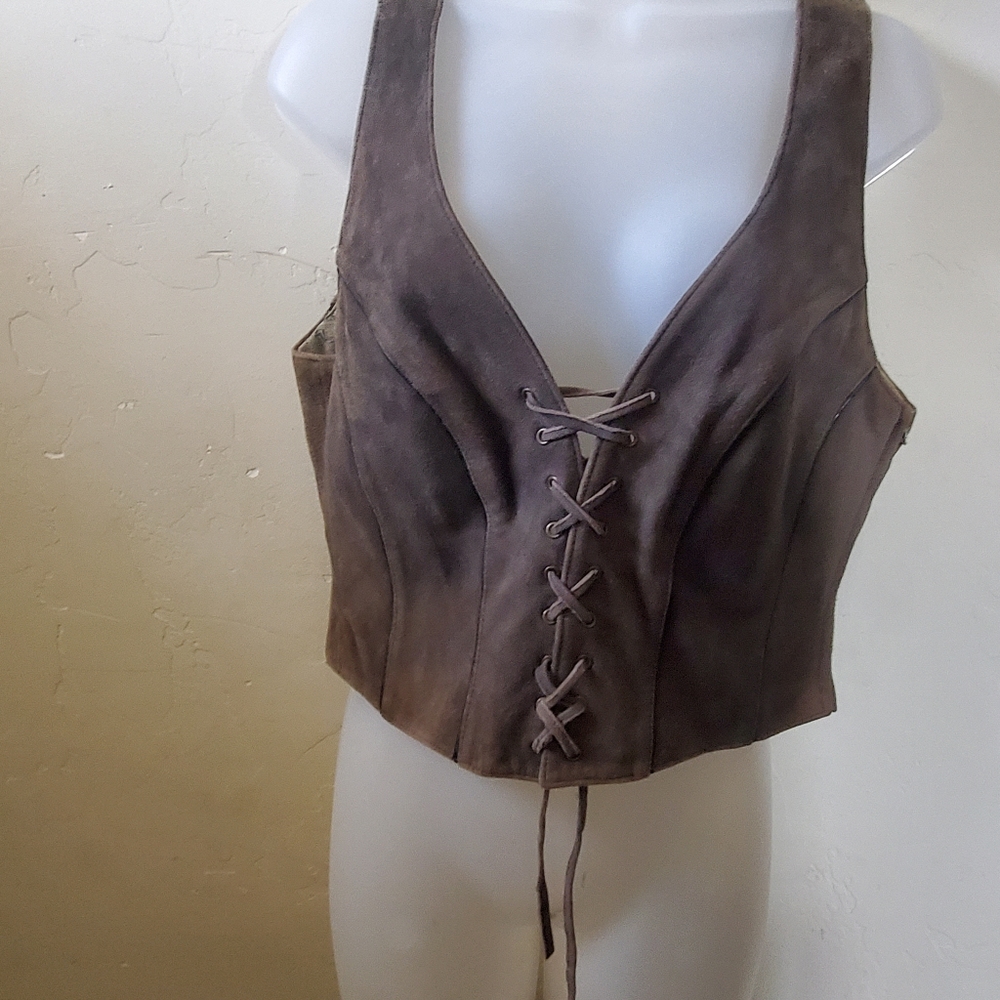 Vintage German Spieth & Wensky ladies suede lace up vest Sz38 (EU)